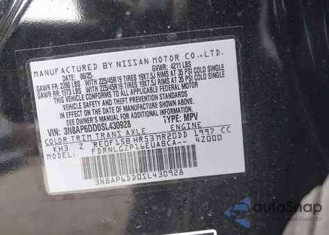 2025 Nissan Kicks Sr Intelligent Awd z USA, uszkodzony, nr VIN 3N8AP6DD0SL430928